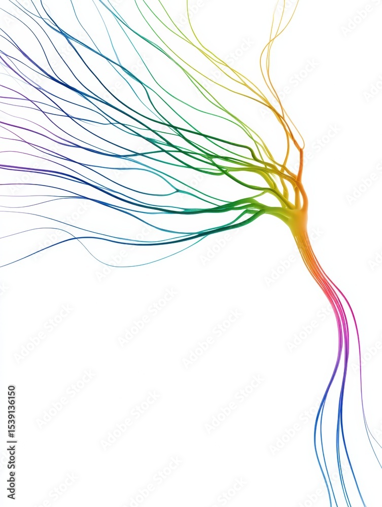 Poster Visual Representation of the Stress-To-Calm Spectrum Using Colorful Curved Nerve-Like Lines