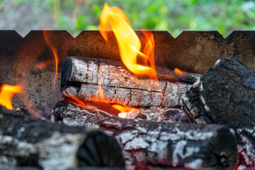 Wood is crackling and burning in the barbecue, creating glowing embers and smoky aromas perfect for...