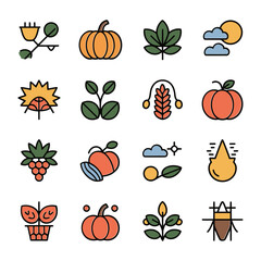 fruits and vegetables icons set