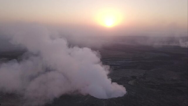 Erta Ale volcano Danakil Depression Ethiopia, eruption.