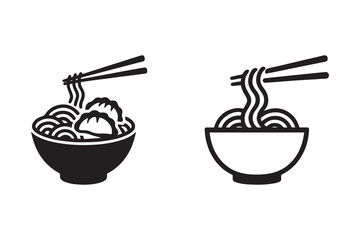 Noodles silhouette with white background