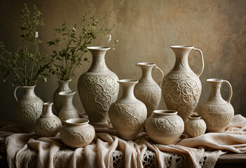 Antique Vases on Table