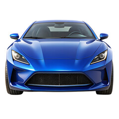 Front View of Sleek Modern Blue Sedan Car Isolated on White Background – Luxury Automotive Mockup

