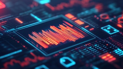 Abstract Data Visualization Red and Blue Tech Interface, Analytics , Data science
