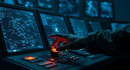 High-Tech Control Room Monitoring System, Navigation, and Data Analysis via Advanced Interface