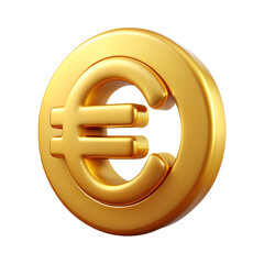 Golden Euro Sign 3D Render Icon Isolated on White Background


