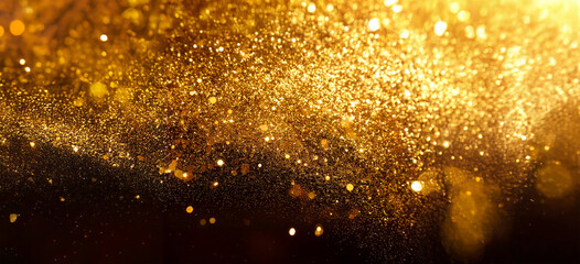 Golden Glittering Particles Abstract Background