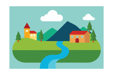 vector illustration of a village