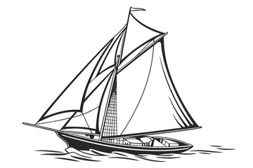 Monochrome Sailing Vessel Gracefully Navigating the Waters A Classic Maritime Scene with Intricate Details and a Timeless Appeal