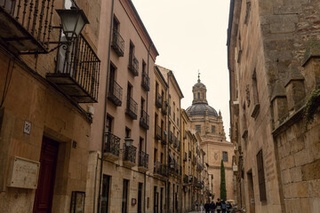 Salamanca old town historical street and houses in Old Salamanca Spain