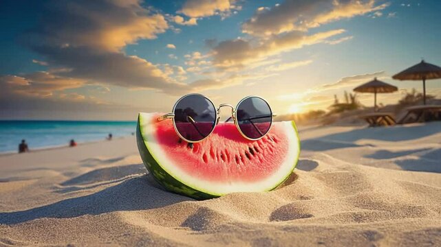 Watermelon with sunglasses.