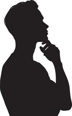 Thoughtful Man Silhouette Profile, Pondering a Decision