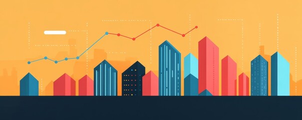 Stylized Cityscape Data Chart, growth , trends