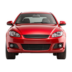 Red Car Front View on Pure White Background

