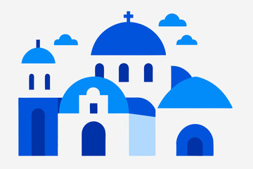 Stylized blue and white greek island architecture © MDHASIBULHASAN