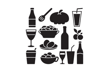Food Drink Beverage Silhouette Icons