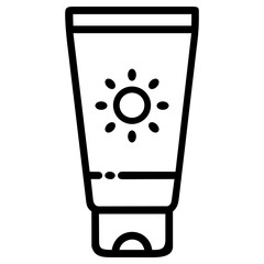 Simple outline icon of baby cream tube in minimalistic style
