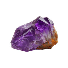 Fototapeta premium Big raw brazilian amethyst rock isolated on white Or transparent background 