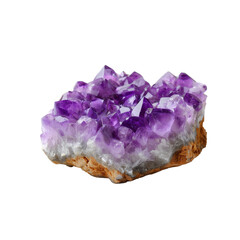 Big raw brazilian amethyst rock isolated on white Or transparent background 