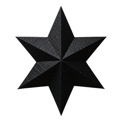 Obraz premium Black three dimensional geometric star shape in 3d design isolated on transparent background