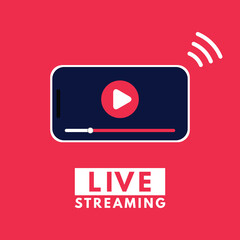 Live streaming flat logo design element with play button - vector eps8.eps