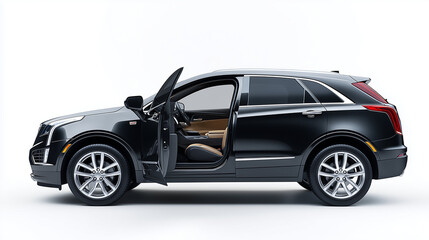 Side View of Black Executive SUV on White Background