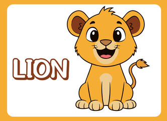 Cute little lion  happy smile cartoon illustration.