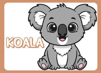 Cute little koala  happy smile cartoon illustration.