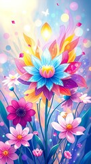 colorful anime floral smartphone background