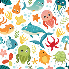 Sea creatures seamless