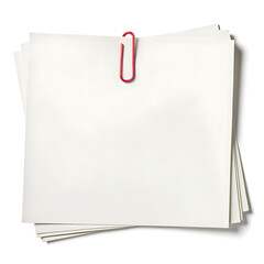 Stack of Blank Papers with Red Paperclip