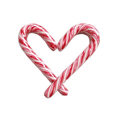 Fototapeta premium Two festive candy canes formed into a heart shape against a black background