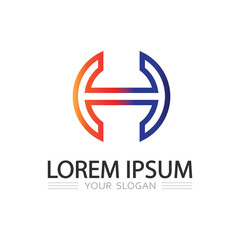 Outline Line Art Letter H Icon for Trendy Vector Logo Collection