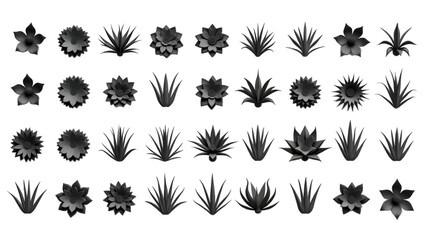 Black and white floral silhouettes with plants trees and nature elements in a seamless decorative pattern