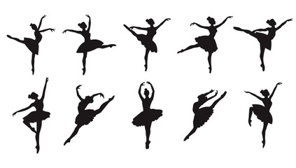Ballerinas Silhouette On A White Background Vector