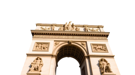 Photo of Arc de Triomphe in Paris, France isolated on transparent background