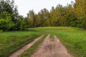 A peaceful countryside scene showing a dirt path