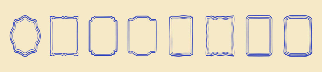 Cute hand-drawn wavy line frames in a minimal marine style. Vintage geometric borders with curvy edges, perfect for groovy, trendy designs, holiday invites, and minimal decorative projects.