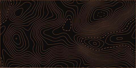 Abstract topography. Actual topography map. Dark seamless design, fantastic tileable isolines pattern. Vector illustration.