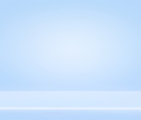 Empty limbo studio background with soft pastel blue gradient - minimal clean bg for product presentations. Professional backdrop with smooth light transition from white center to pale edges.
