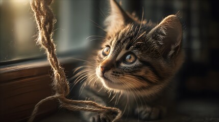 Cute cat looking at something, close-up animal photography, adorable pet shot, Generative Ai
