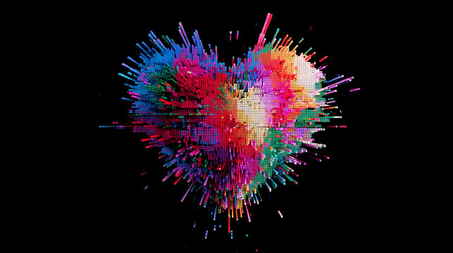 rgt 32bit heart isolated on black background