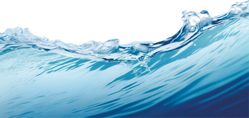  A vector illustration of a stylized blue water wave with bubbles, on a transparent background.