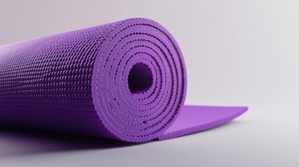 Rolled purple yoga mat