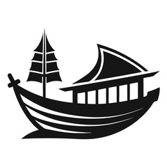 Elegant Silhouette of a Junk Boat Traditional Asian Watercraft Maritime Iconography and Nautical Symbolism a Voyage Through Cultural Heritage