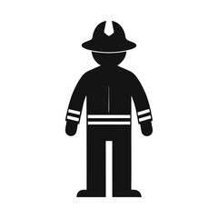 Firefighter Vector Icon in Bold Black Silhouette 