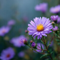 Obraz premium A purple aster flower.