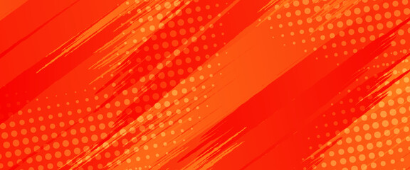 Abstract Sports Background with Orange and Red Gradient Brushstrokes and Halftone Effect