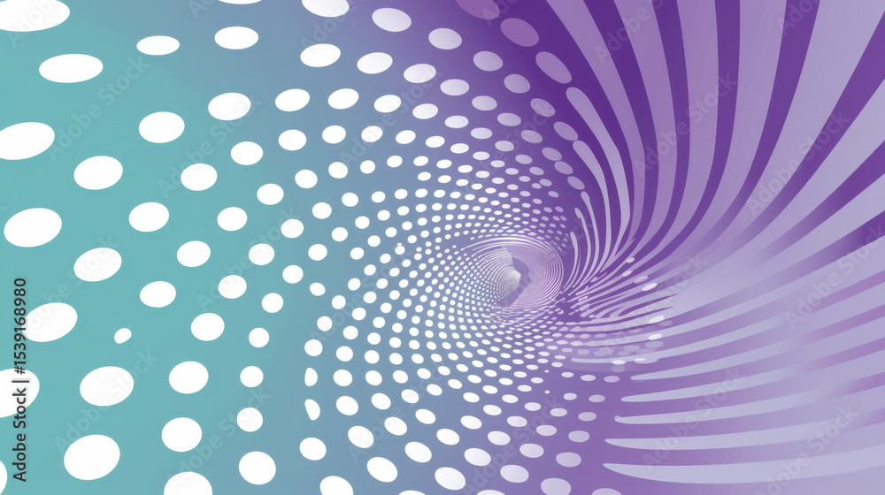 Poster spiral dots forming vortex in smooth transition, creating mesmerizing visual effect with blend of pu