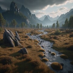 Majestic Mountain Valley Landscape